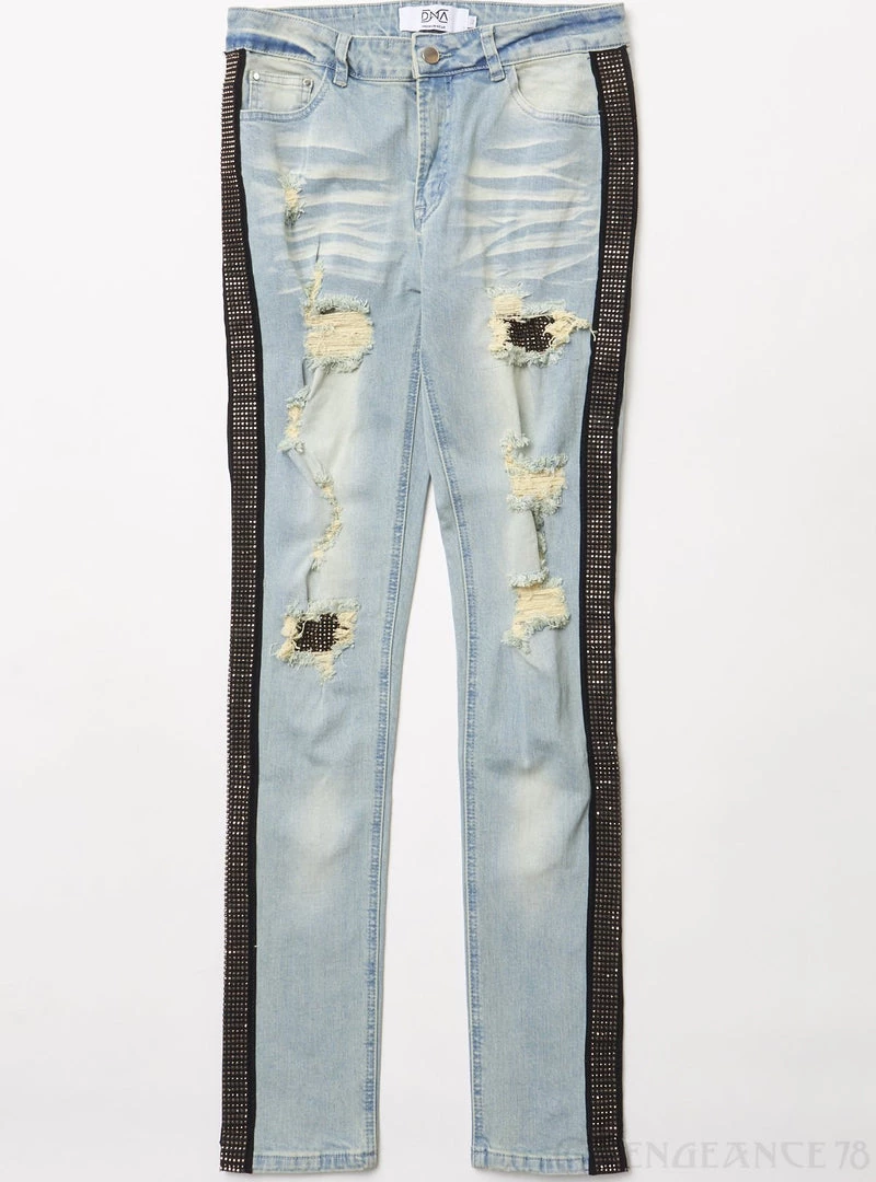 Shop All DNA Jeans - Side Stones - Light Blue And Gold 2 Shop All DNA Jeans - Side Stones - Light Blue And Gold