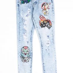 Motive Denim Jeans - Graffiti - Light Blue - M60 Shop All