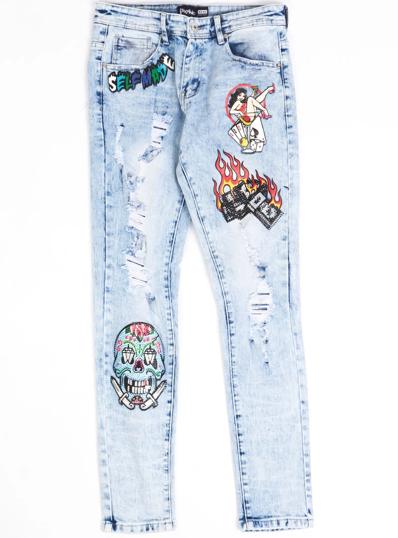 Motive Denim Jeans - Graffiti - Light Blue - M60 Shop All 1 Motive Denim Jeans - Graffiti - Light Blue - M60 Shop All