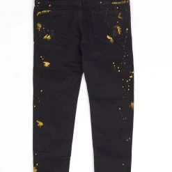 Vengeance78 DNA KIDS JEANS - BLACK - GOLD PAINT & STONES - NK02