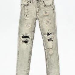 Ops Kids Jeans - Biker Knee Patch - Grey And Black - OPS2001GK Shop All