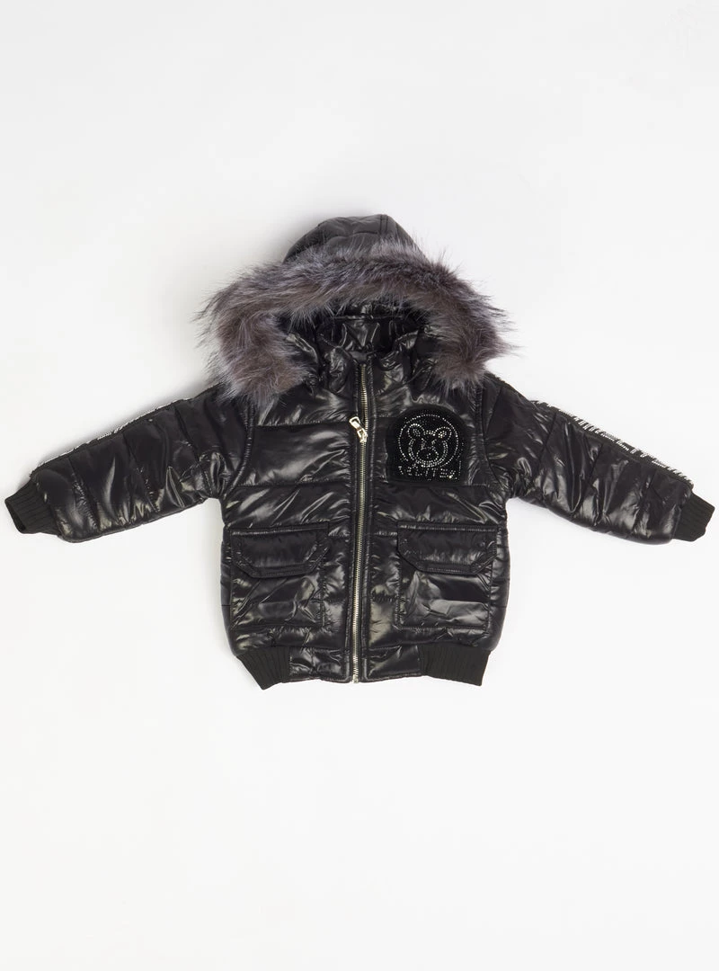 Elite Kids Puffer Jacket - Diamonds Bear - Black - 570-JR 1 Elite Kids Puffer Jacket - Diamonds Bear - Black - 570-JR