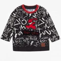 Elite Kids Shirt - Graffiti - Black And Red - 4085-JR Shop All