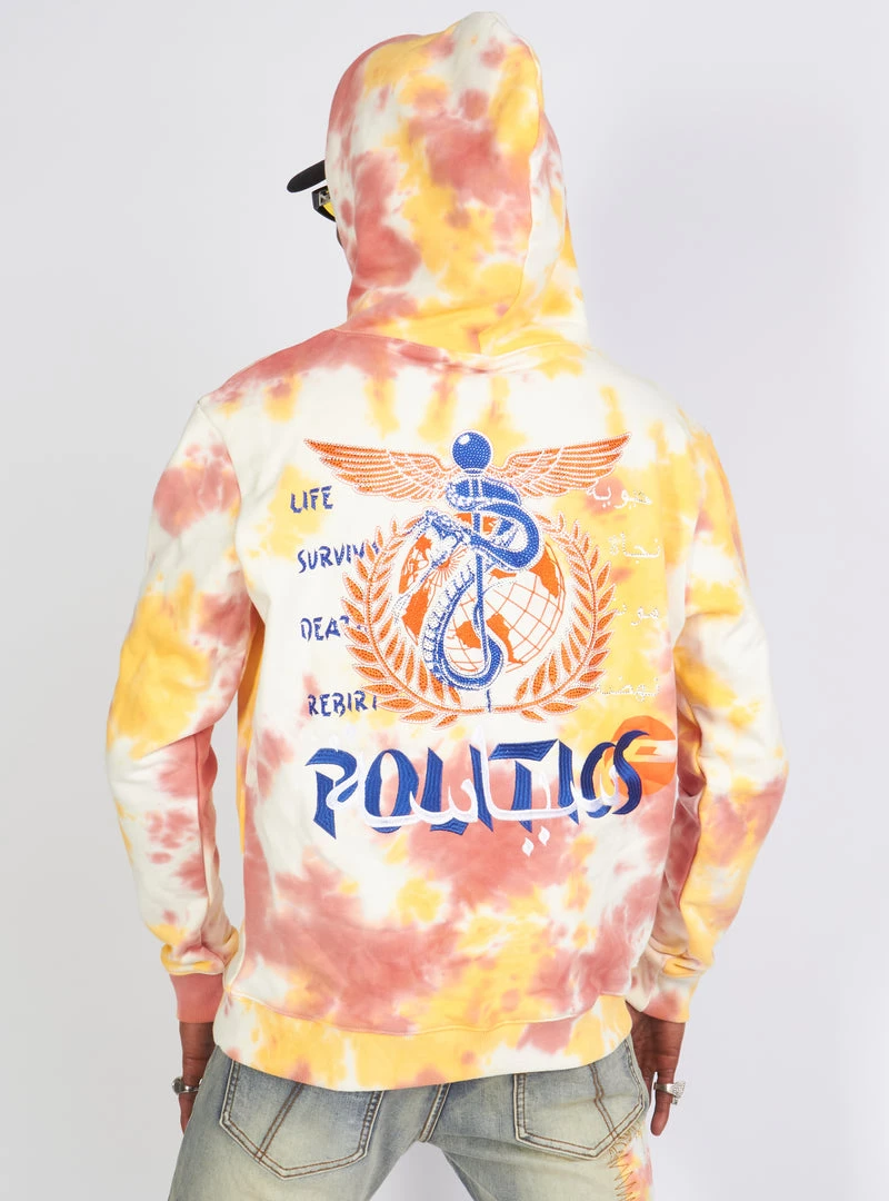 Politics Hoodie - Mikan Tie Dye Zip Up - Yellow And Multi - MIKAN352 Shop All 6 Politics Hoodie - Mikan Tie Dye Zip Up - Yellow And Multi - MIKAN352 Shop All