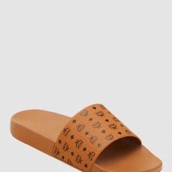 MCM Women Slides - Monogram Print - Cognac - MESCSMM24CO