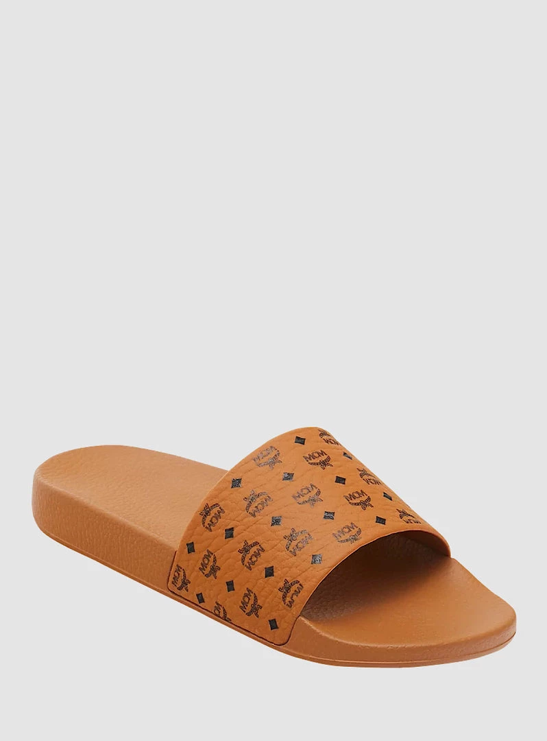 MCM Women Slides - Monogram Print - Cognac - MESCSMM24CO 1 MCM Women Slides - Monogram Print - Cognac - MESCSMM24CO