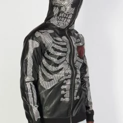 Politics Hoodie - Rhinestone Skeleton - Black - Gola351