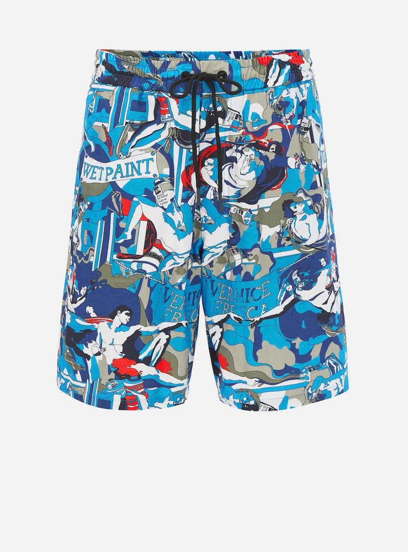 Iceberg Shorts - Michelangelo Design Track Shorts - Blue 1 Iceberg Shorts - Michelangelo Design Track Shorts - Blue