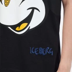 Iceberg T-Shirt - Large Mickey Mouse Graphic - Black