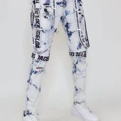 LOCKED & LOADED LNL Jeans - Straps - Acid Wash And Navy - LLCDP0925565 Shop All