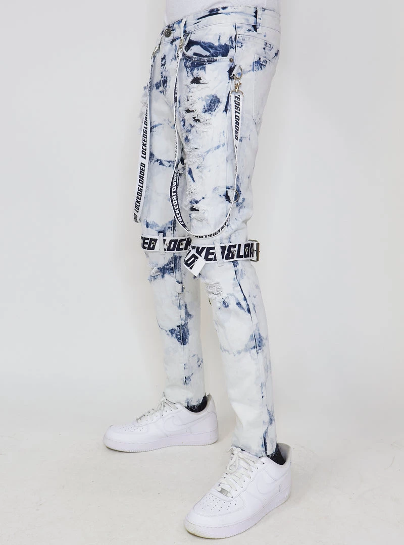 LOCKED & LOADED LNL Jeans - Straps - Acid Wash And Navy - LLCDP0925565 Shop All 3 LOCKED & LOADED LNL Jeans - Straps - Acid Wash And Navy - LLCDP0925565 Shop All