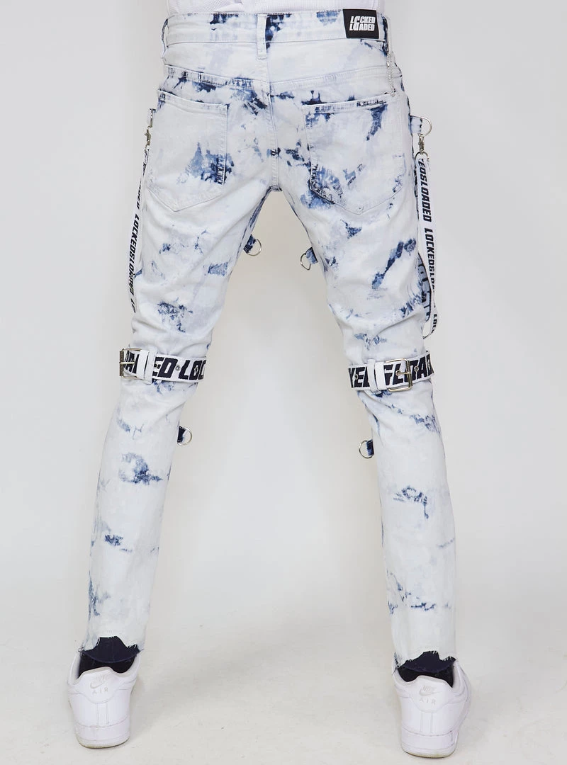 LOCKED & LOADED LNL Jeans - Straps - Acid Wash And Navy - LLCDP0925565 Shop All 4 LOCKED & LOADED LNL Jeans - Straps - Acid Wash And Navy - LLCDP0925565 Shop All