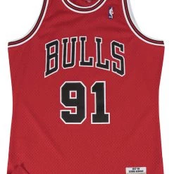 Mitchell & Ness Jersey - Chicago Bulls Road Dennis Rodman 91 - Red And Black - SMJYGS18154