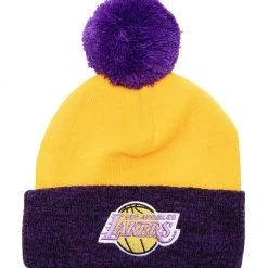 Shop All Mitchell & Ness Two Tone Pom Beanie - HWC Los Angeles Lakers