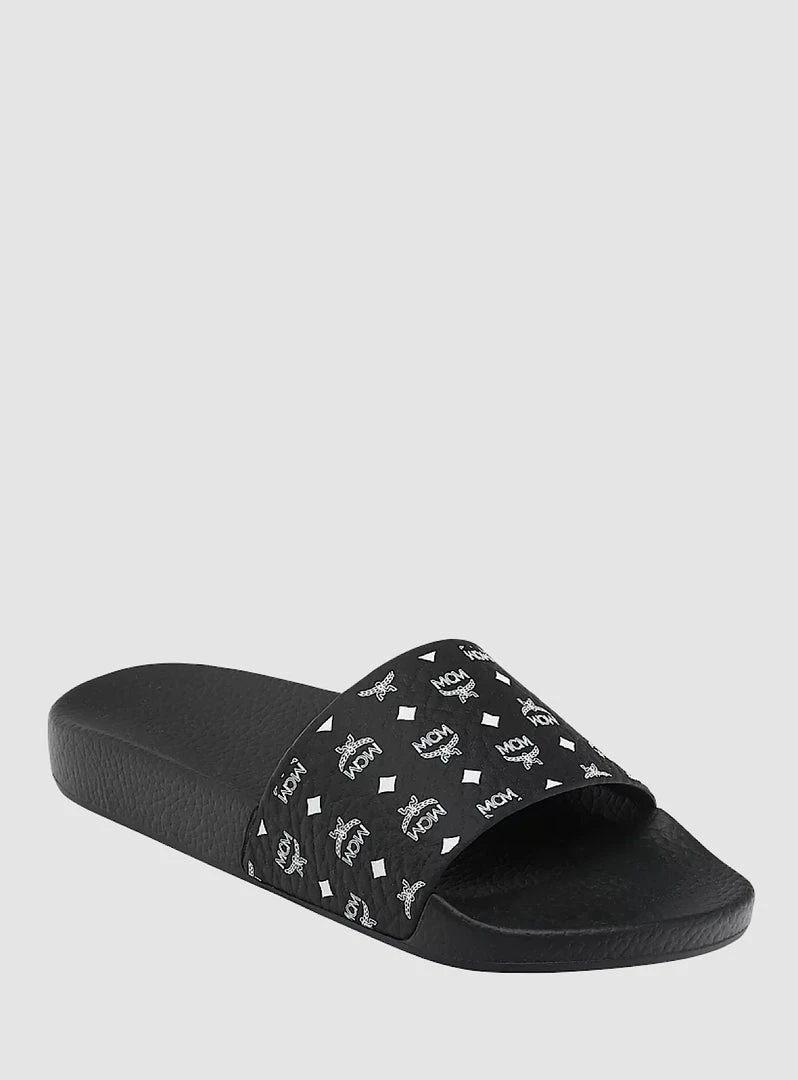 MCM Women Slides - Monogram Print - Black - MESCSMM24BK 1 MCM Women Slides - Monogram Print - Black - MESCSMM24BK