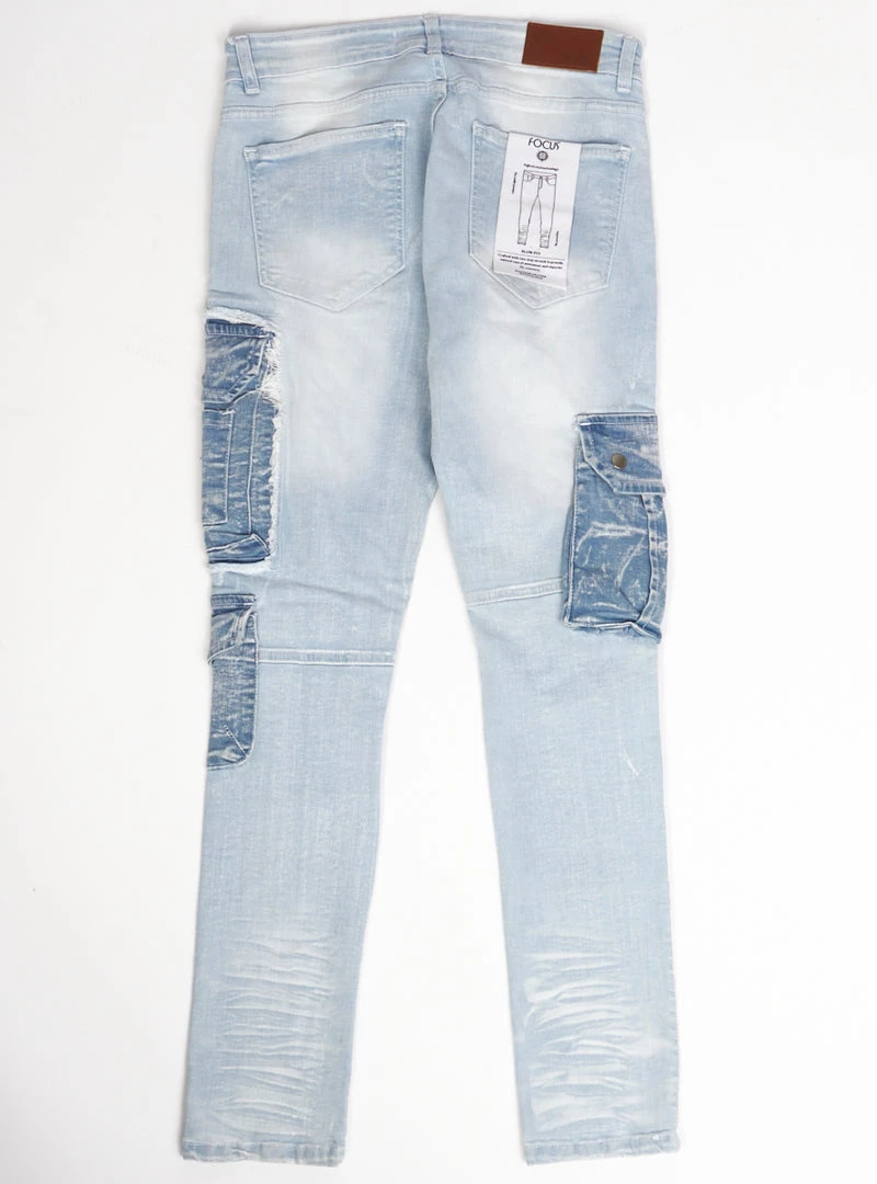 Focus Jeans - Ripped Side Pockets - Light Wash - 3413 2 Focus Jeans - Ripped Side Pockets - Light Wash - 3413