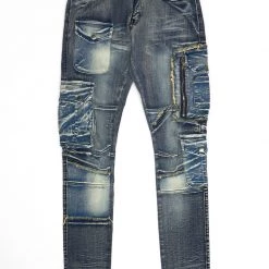 New Arrivals Focus Jeans - Ripped Side Pockets - Vintage Blue - 3413
