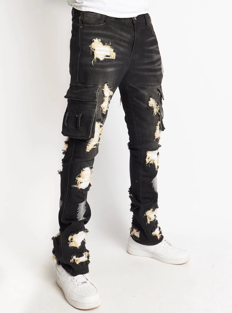 Politics Jeans - Wooden Denim Stacked Flare - Black Wash - POLDWOODEN101 Shop All 2 Politics Jeans - Wooden Denim Stacked Flare - Black Wash - POLDWOODEN101 Shop All