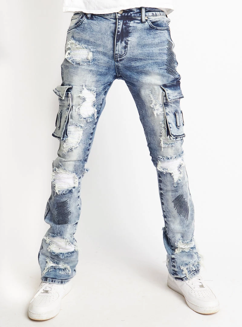 Politics Jeans - Wooden Denim Stacked Flare - Blue Wash - POLDWOODEN103 1 Politics Jeans - Wooden Denim Stacked Flare - Blue Wash - POLDWOODEN103