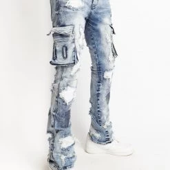 Politics Jeans - Wooden Denim Stacked Flare - Blue Wash - POLDWOODEN103