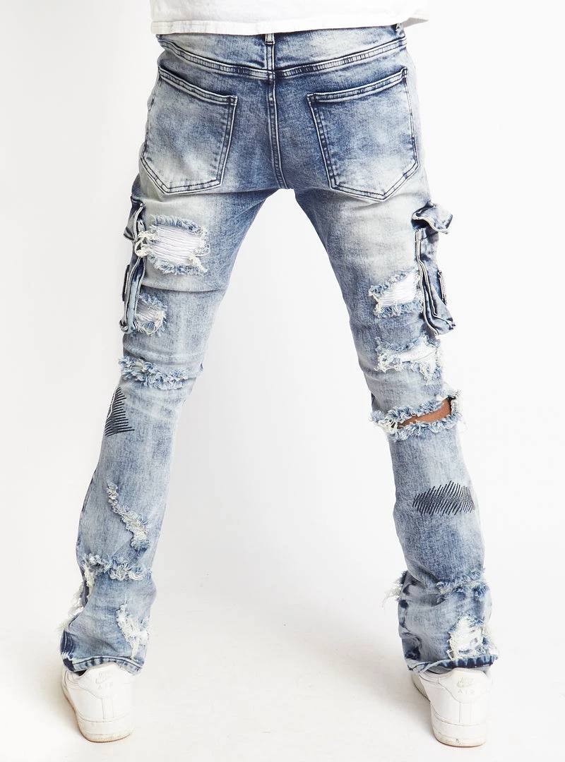 Politics Jeans - Wooden Denim Stacked Flare - Blue Wash - POLDWOODEN103 4 Politics Jeans - Wooden Denim Stacked Flare - Blue Wash - POLDWOODEN103