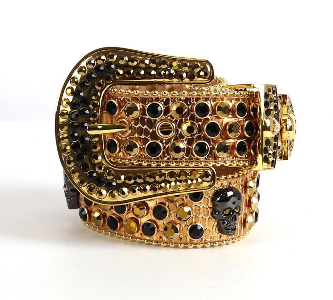 Shop All Majestik Belt - Skulls - Gold And Black - BT2032 1 Shop All Majestik Belt - Skulls - Gold And Black - BT2032