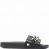 Shop All Love Moschino Women Slides - Black With Gold Chain