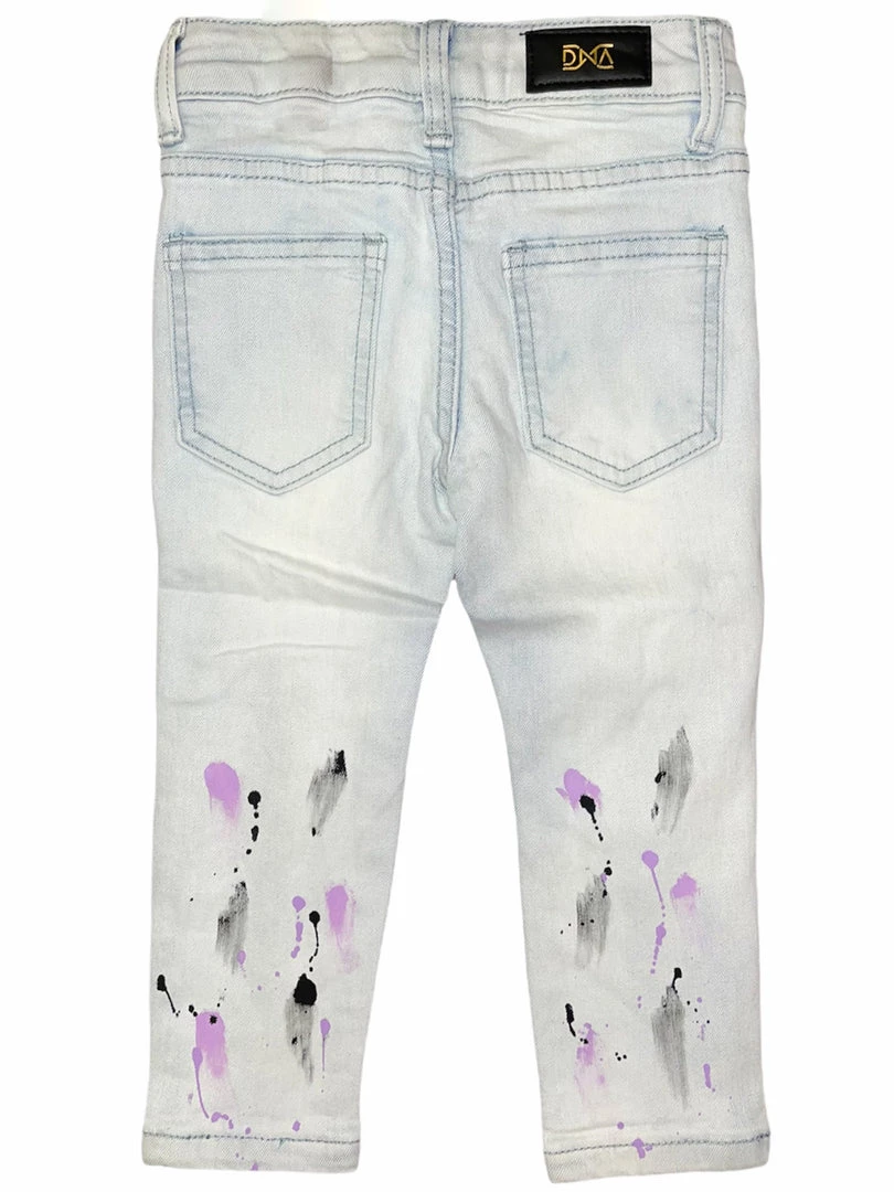DNA Kids Jeans - Stones & Paint - Light Blue With Black And Purple 2 DNA Kids Jeans - Stones & Paint - Light Blue With Black And Purple