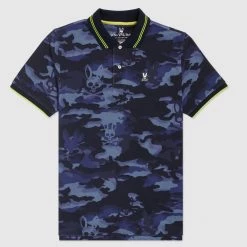 Psycho Bunny T-Shirt - Camo Bunny Polo - Navy - B6K138N1PC