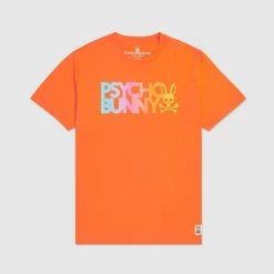 Shop All Psycho Bunny T-Shirt - Sheffield Foil - Shocking Orange - B6U144N1PC