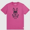 Psycho Bunny T-Shirt - Jasper Graphic Tee - Neon Magenta - B6U174N1PC