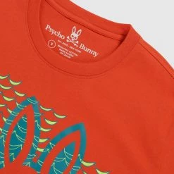 Psycho Bunny T-Shirt - Newbold Graphic Tee - Fiesta Orange - B6U607N1PC