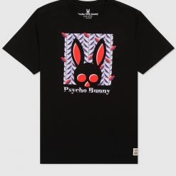 Psycho Bunny T-Shirt - Haines Graphic Tee - Black - B6U608N1PC Shop All
