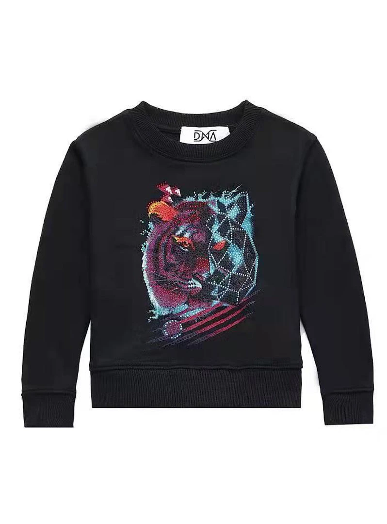 DNA Kids Sweater - Tiger - Black With Multi Colored Stones 1 DNA Kids Sweater - Tiger - Black With Multi Colored Stones