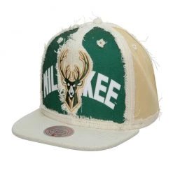 Mitchell & Ness Hat - NBA Cut Away Snapback - Bucks - Off White - SH20118 New Arrivals
