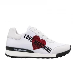 Shop All Love Moschino Women Shoes - White And Red Shiny Heart