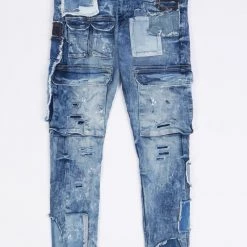 Jordan Craig Jeans - Patchwork - Destroyed Blue - JT3495