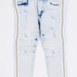 Ops Kids Jeans - Side Stripe - Light Blue And Beige - OPS1905K Shop All