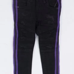 Ops Kids Jeans - Side Stripe - Black And Purple - OPS1905K Shop All