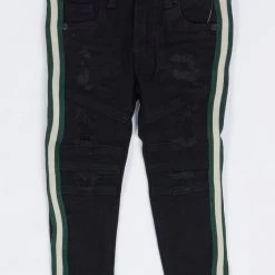 Ops Kids Jeans - Side Stripe - Black And Green - OPS1905K