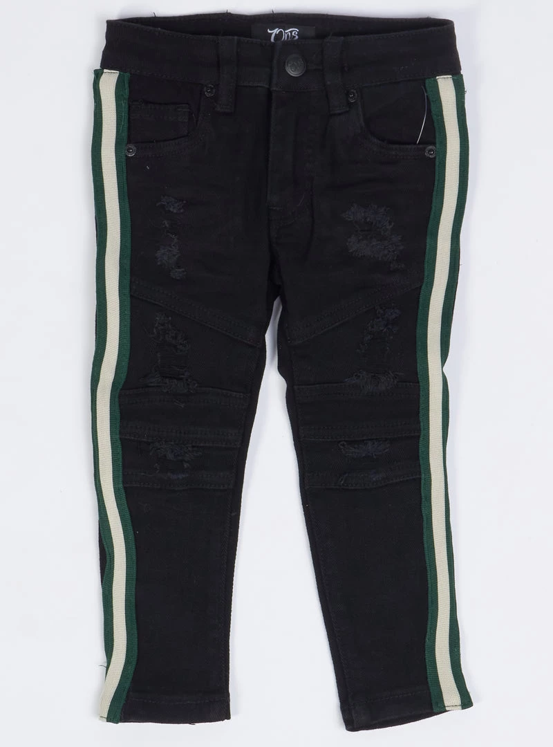 Ops Kids Jeans - Side Stripe - Black And Green - OPS1905K 1 Ops Kids Jeans - Side Stripe - Black And Green - OPS1905K