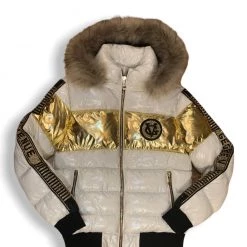 George V Puffer Jacket - Stones - White And Gold - GV9628