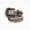 DNA Belt - Stones - White Leather And Black And Clear Stones Shop All