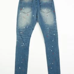 Focus Jeans - Leather And Paint - Blue And Red - 3350