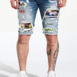 New Arrivals Embellish Shorts - Hemma - Blue Patch - EMBSP222 - 135