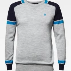 Shop All G-Star - Core Block Sweater - Grey With Blue - D15744