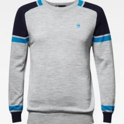 Shop All G-Star - Core Block Sweater - Grey With Blue - D15744