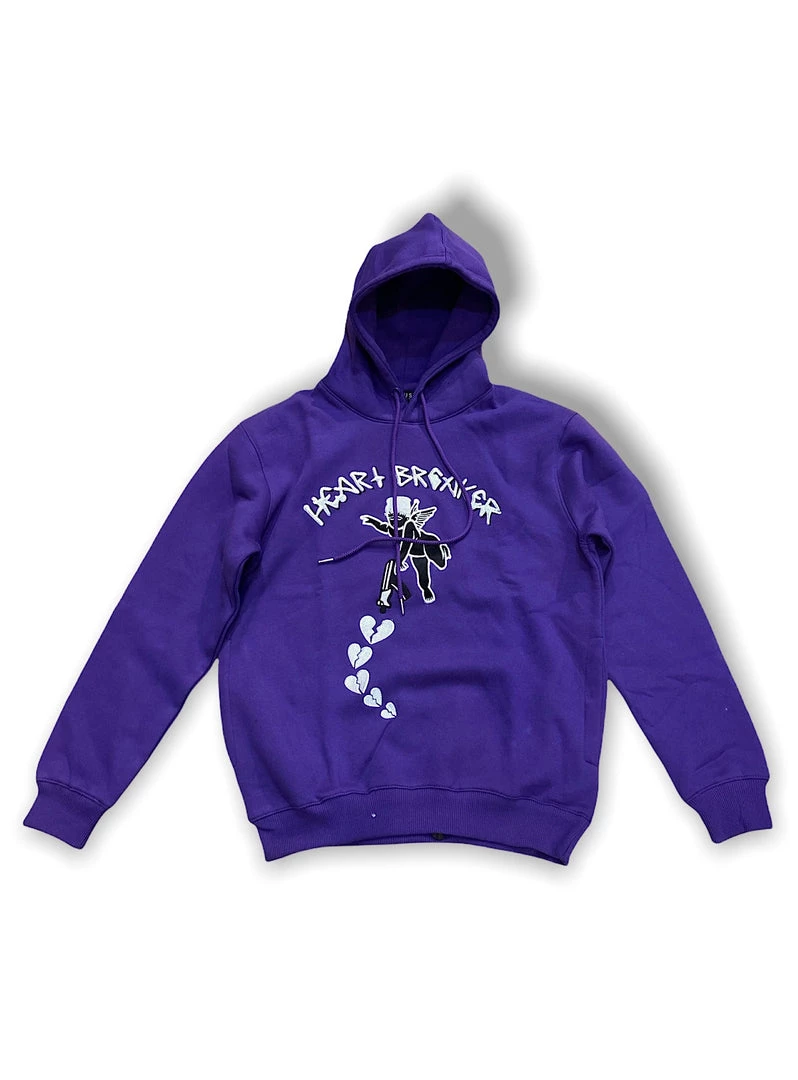 Focus Hoodie - Heart Breaker - Purple With White 1 Focus Hoodie - Heart Breaker - Purple With White