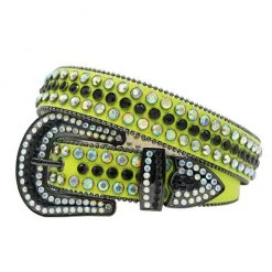 DNA Belt - Green Leather With Black Stones Shop All