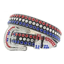Shop All DNA Belt - Black Leather With Red Blue And White Stones